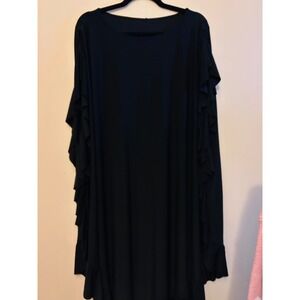 Ruffle Sleeve‎ Shift Dress Women One Size Black Excellent Flowy Stretch Heavy